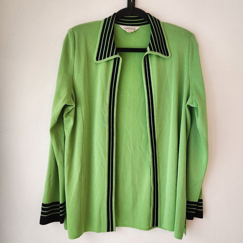 Misook Green Open Front Cardigan Sweater Career Professional Women's S